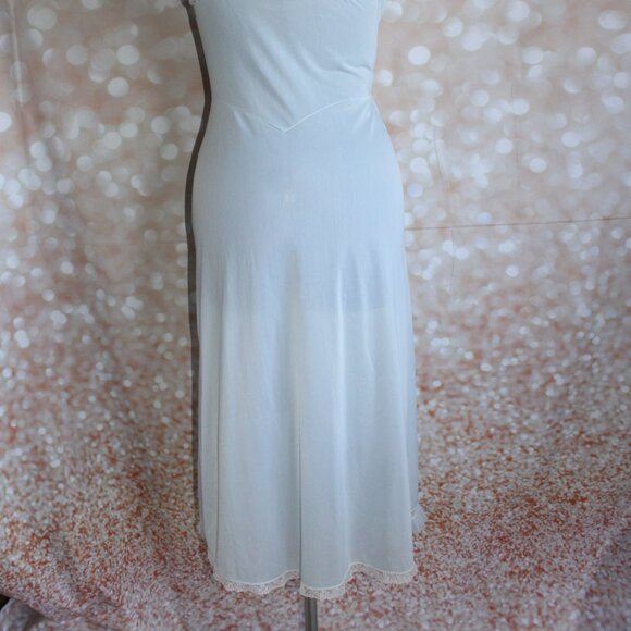 Vtg 50s Vanity Fair Powder Blue Chiffon Pleated Top & Hemline Dress Slip Size 32 - Picture 8 of 13